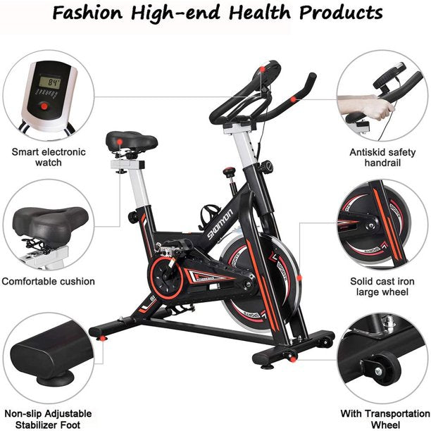 SUGIFT Exercise Bike Stationary Indoor Cycling Bike Heavy Duty Flywheel Bicycle for Home Cardio Workout, 240lb Capacity Cycling Bike