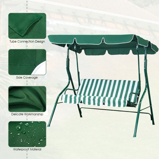 SUGIFT Outdoor Patio Swing Chair Canopy Swing with Removable Cushion