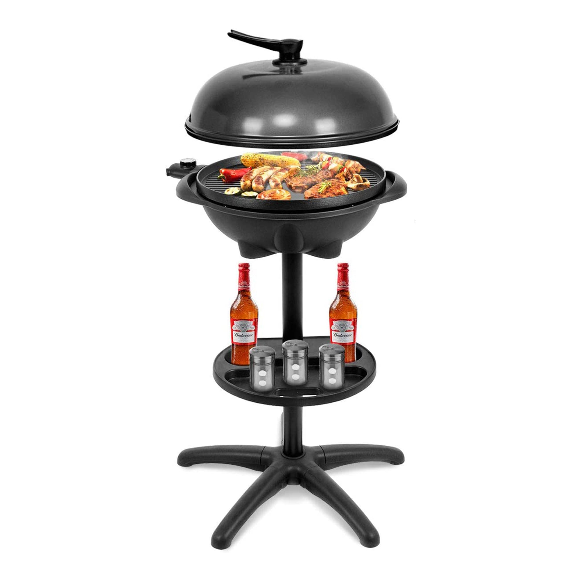 1350-Watt Outdoor BBQ Electric Grill in Black with Removable Stand