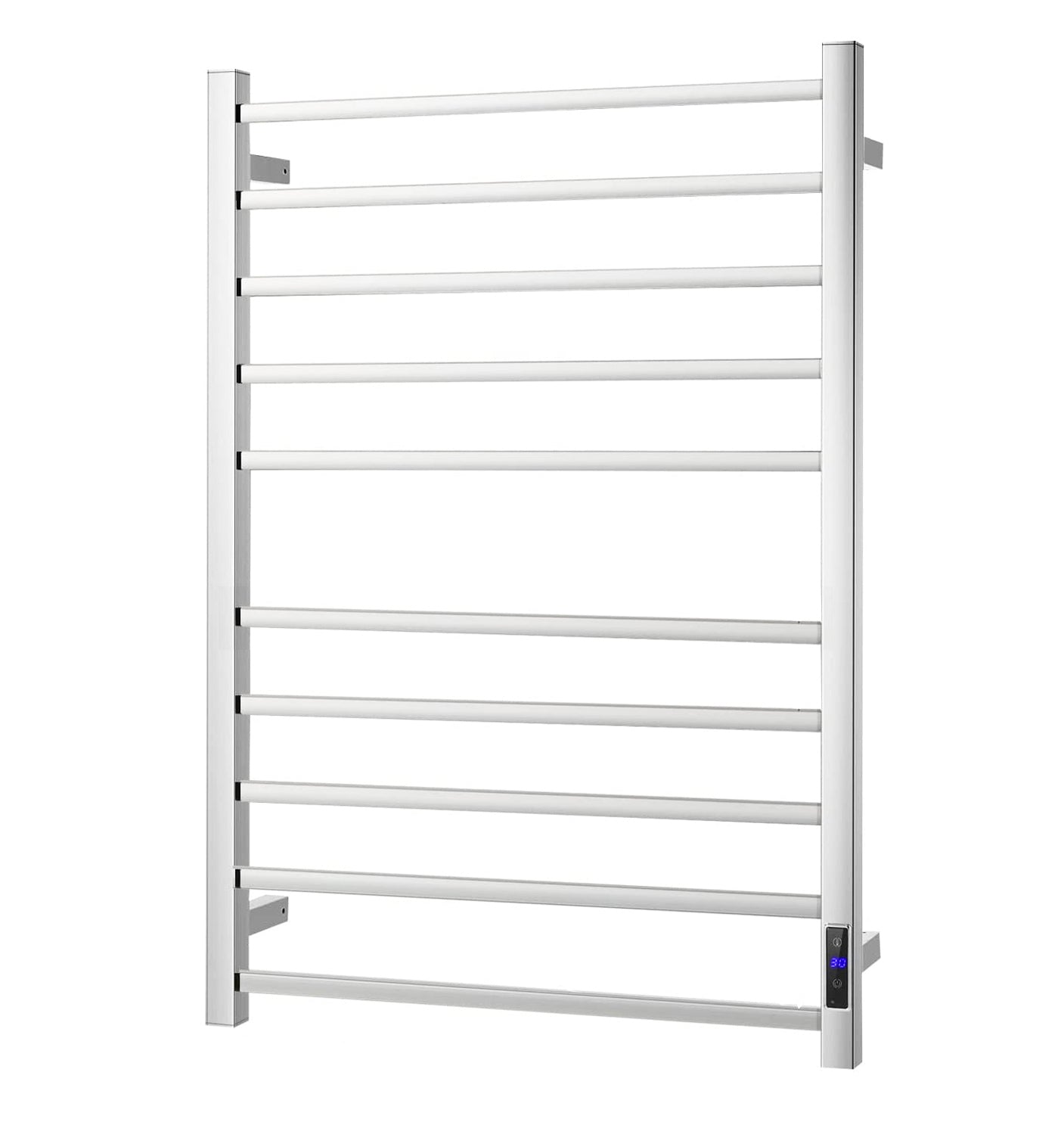 10-Bar Stainless Steel Wall Mounted Electric Towel Warmer Rack in Polished Chrome