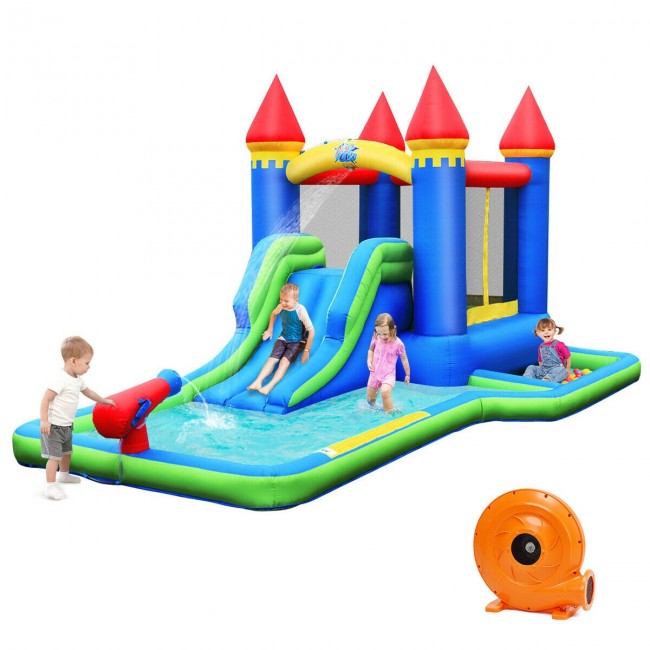 SUGIFT Inflatable Water Slide Kids Bounce House,Outdoor Backyard Big Water Park With 580W Blower