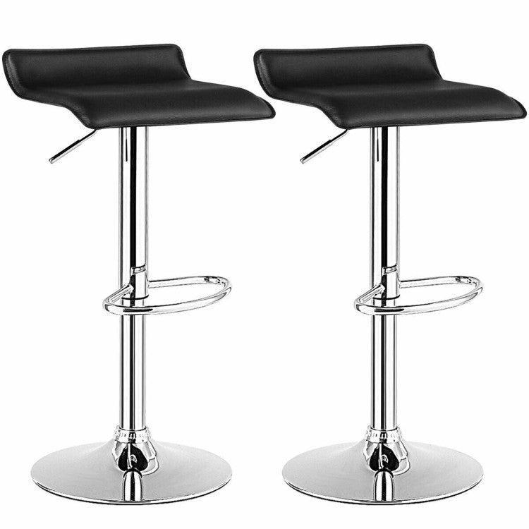 SUGIFT Set of 2 Modern Design Adjustable Backless Bar Stools,PU Leather,Black