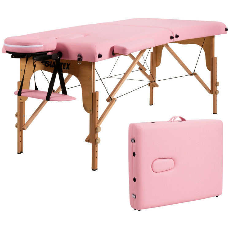 SUGIFT Portable Adjustable Facial Spa Bed with Carry Case Pink