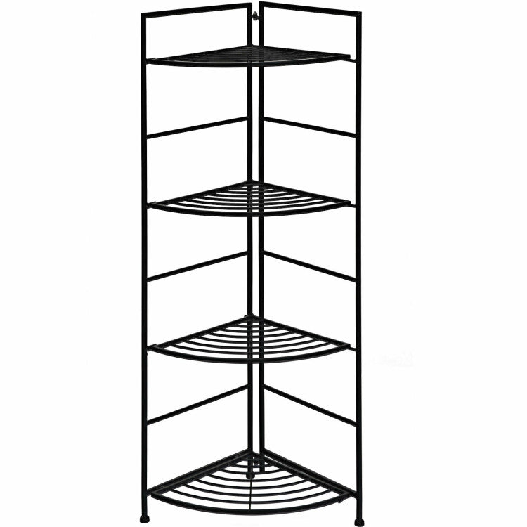 4 Tier Folding Metal Shelf Plant Stand Storage Open Shelf Corner Display Rack