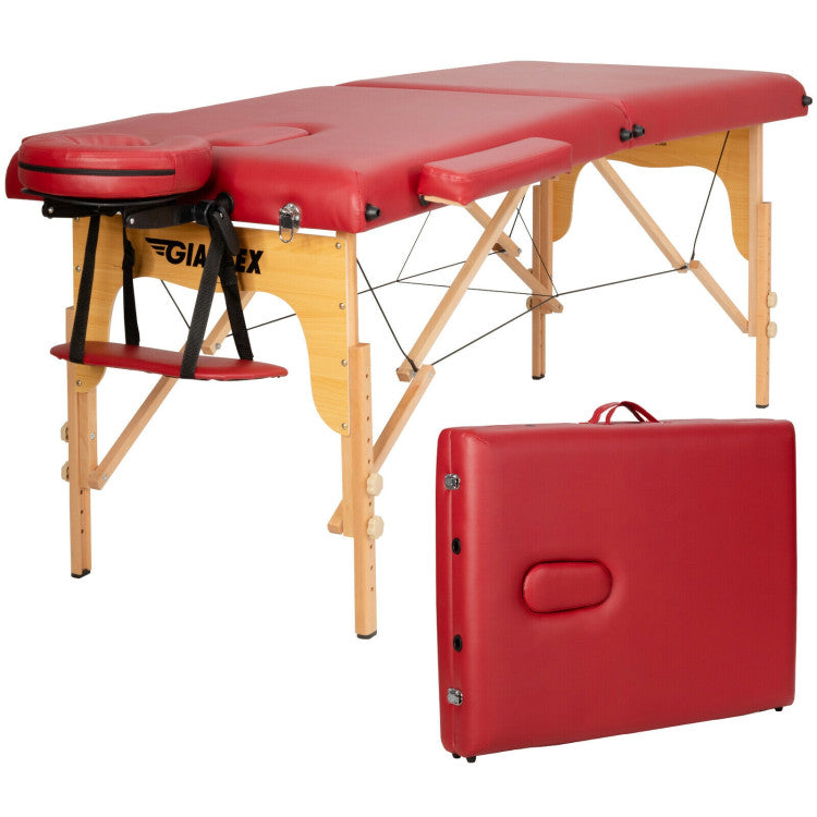 SUGIFT Portable Adjustable Facial Spa Bed with Carry Case Red