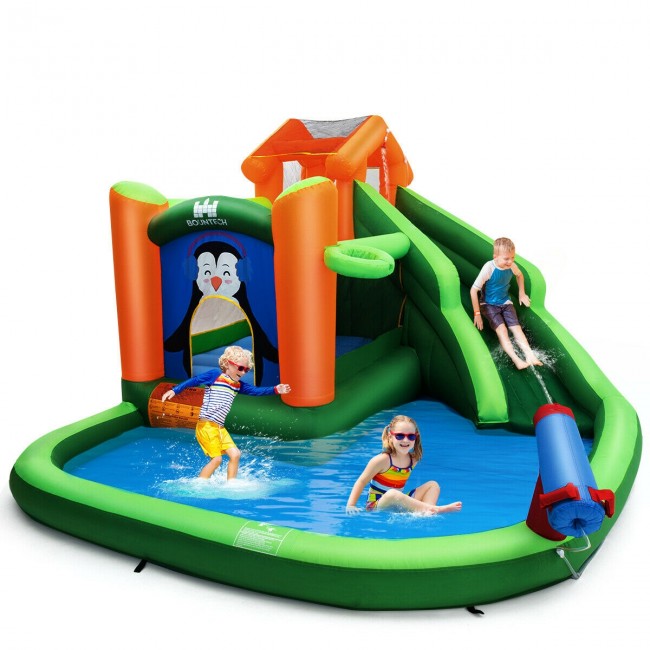 SUGIFT Inflatable Slide Kid Water Park with Climbing Wall Splash Pool Water Cannon,without Blower