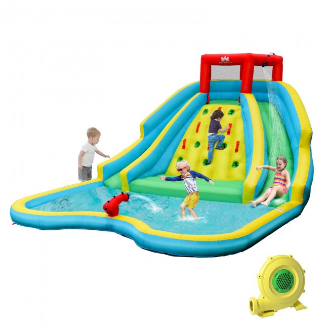 SUGIFT Inflatable Water Park Bounce House with Double Slide and Climbing Wall