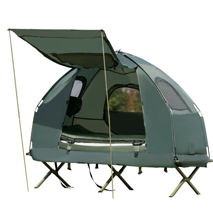 1-Person Portable Pop-Up Tent Foldable Camping Tent Cot with Air Mattress and Sleeping Bag