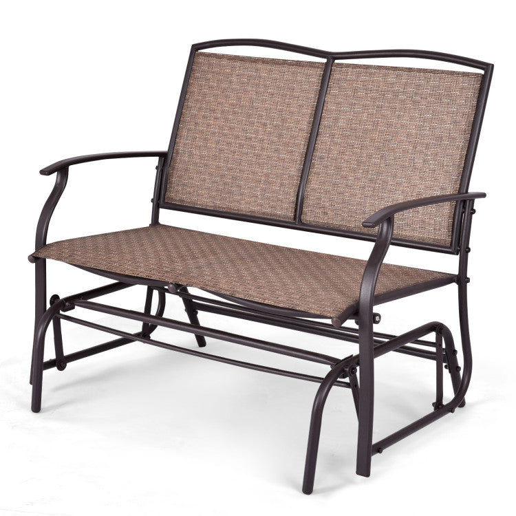 2-Person Steel Frame Patio Glider Rocking Metal Outdoor Bench