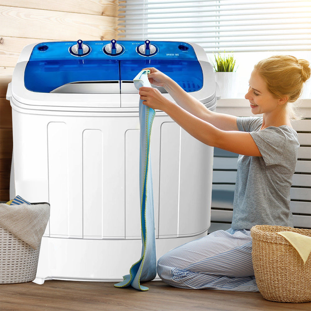 SKONYON Washing Machine Compact Mini Twin Tub 8 lbs Washing Machine Washer Spinner