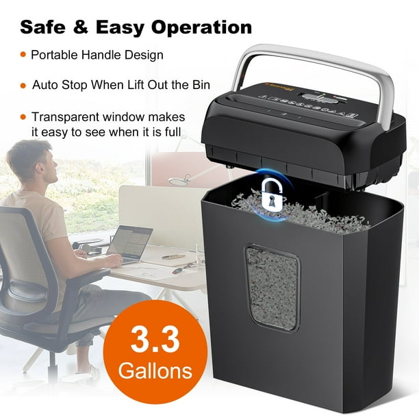 SUGIFT 6-Sheet Cross Cut Paper Shredder Home Office Use Shredder with Handle