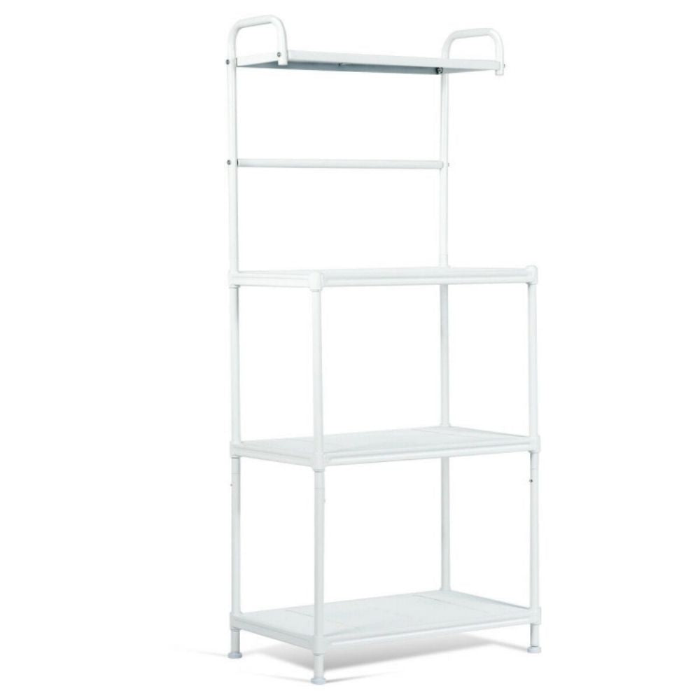 White 4-Tier Kitchen Storage Shelf Rack Microwave Cart Kitchen Cart