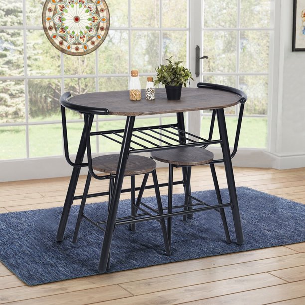 3 - Piece Table And Chair Set Breakfast Nook Dining Set Malnut