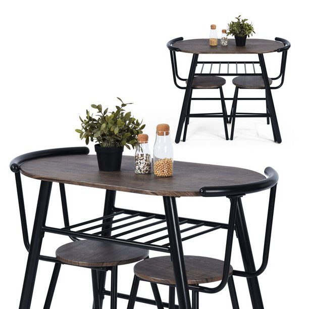 3 - Piece Table And Chair Set Breakfast Nook Dining Set Malnut