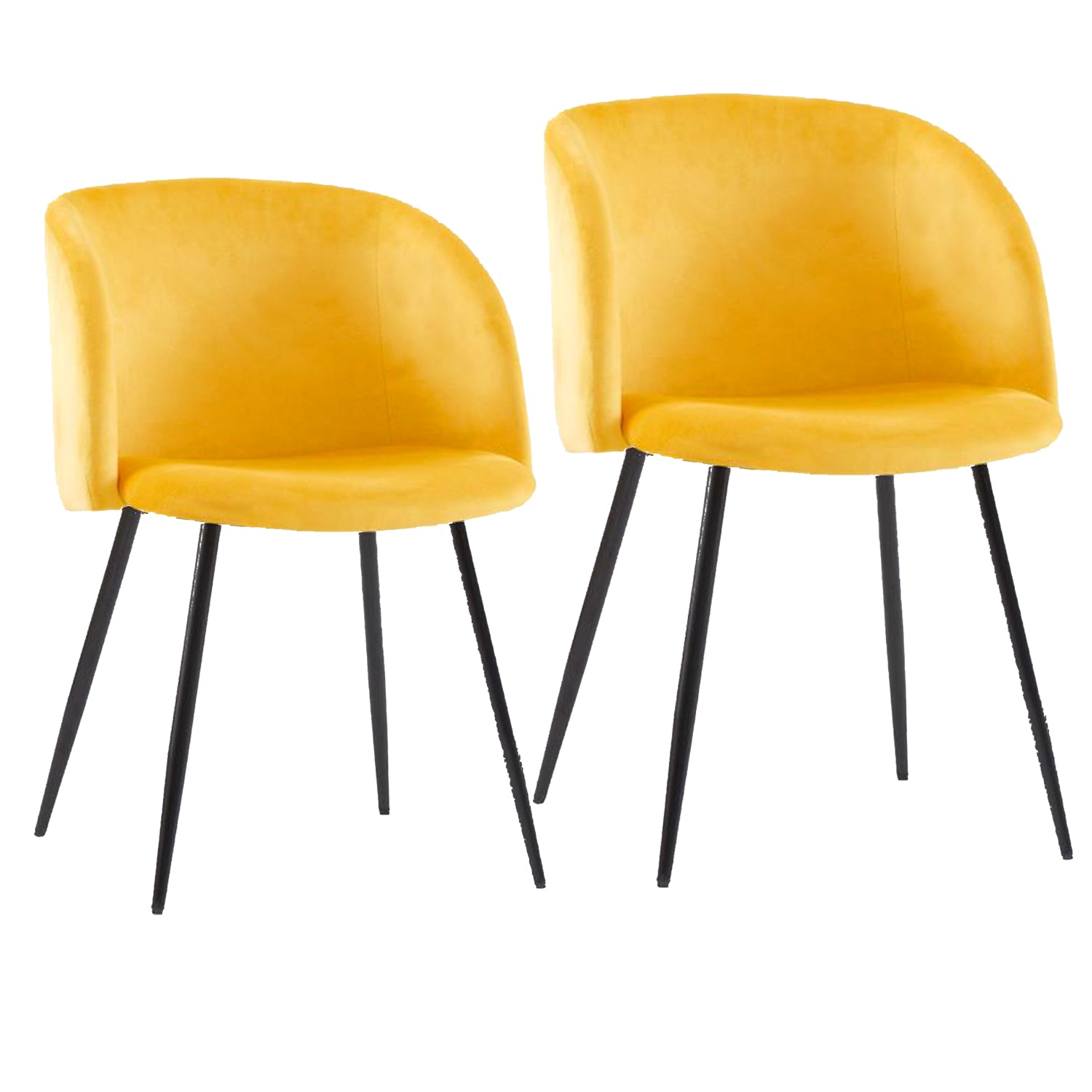 SUGIFT Set of 2 Upholstered Velvet Dining Chairs-Yellow