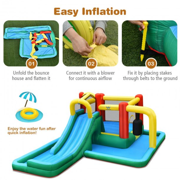 SUGIFT Inflatable Bounce House Slide Water Park Climbing Bouncer Pendulum Chunnel Game without Air-blower