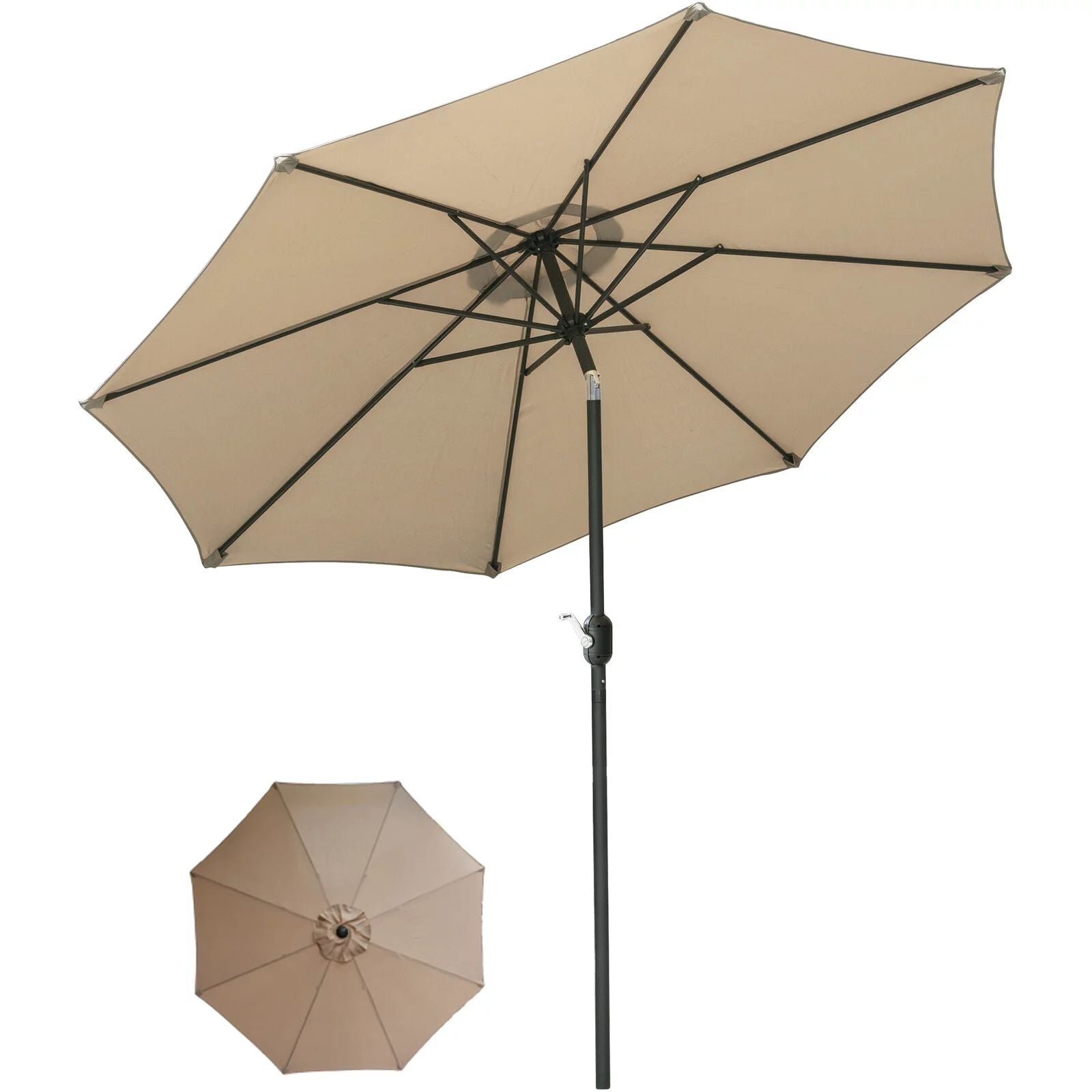 SUGIFT 9 ft. Market Outdoor Patio Umbrella in Beige with Push Button Tilt and Crank