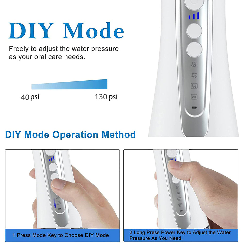 SUGIFT Water Flosser for Teeth 320ML Water Flossers Dental Oral Irrigator with DIY Mode 4 Jet Tips, IPX7 Waterproof,Portable for Home&Travel.Blue