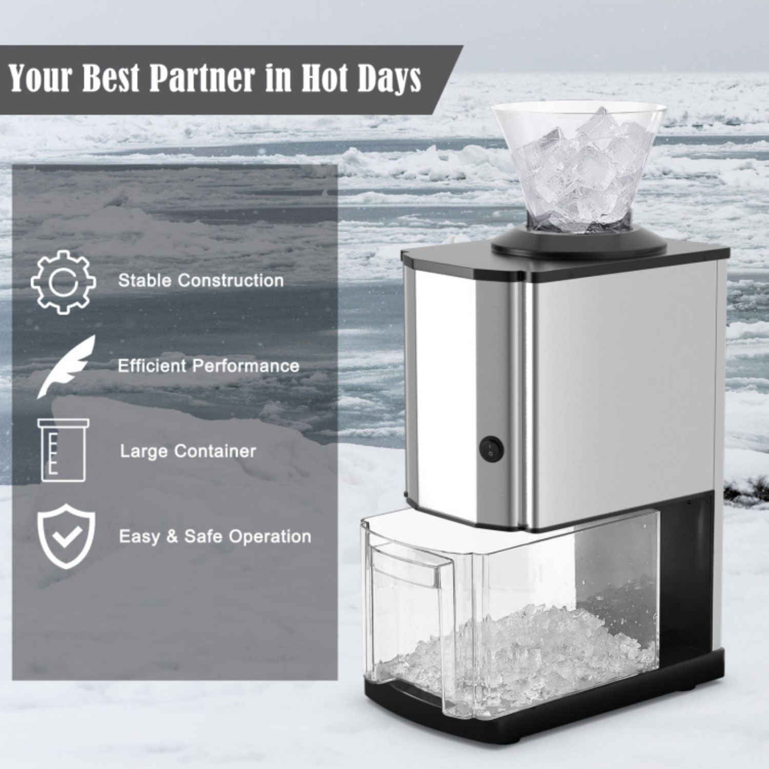 SUGIFT Electric Stainless Steel Professional Ice Crusher