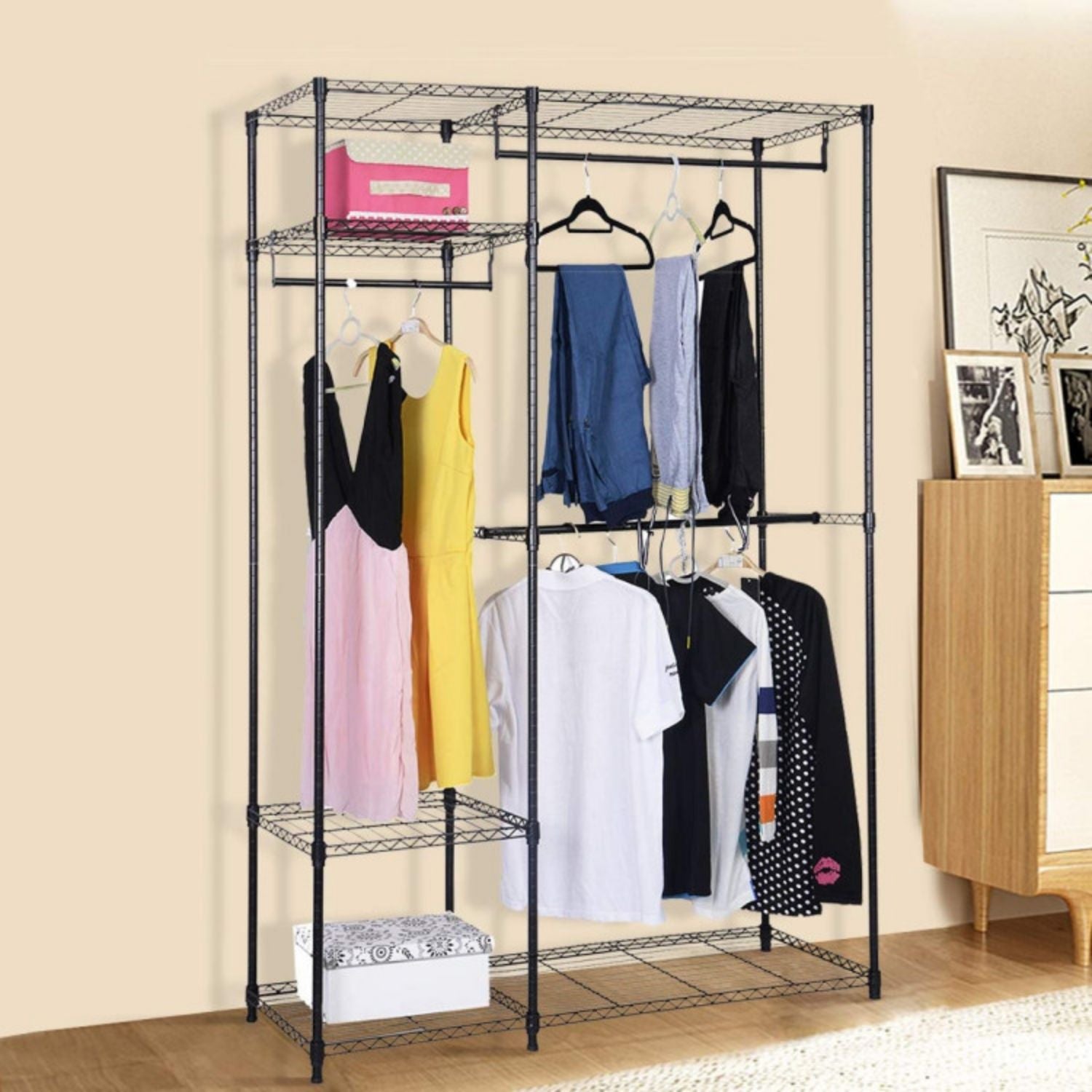 SUGIFT Portable Steel Closet Hanger Storage Rack Organizer