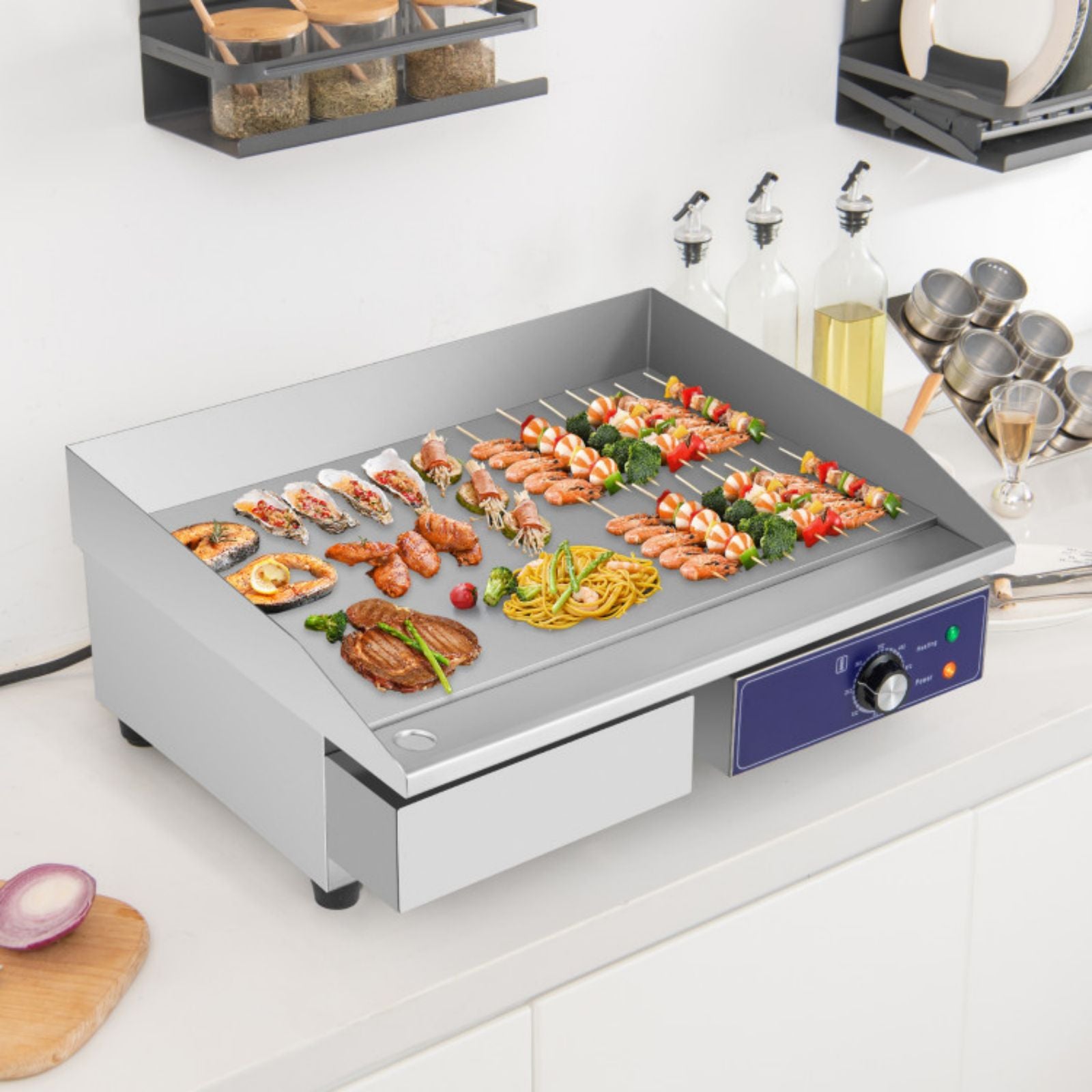 SUGIFT Commercial Electric Griddle with 122¨H-572¨H Adjustable Temperature Control-Silver