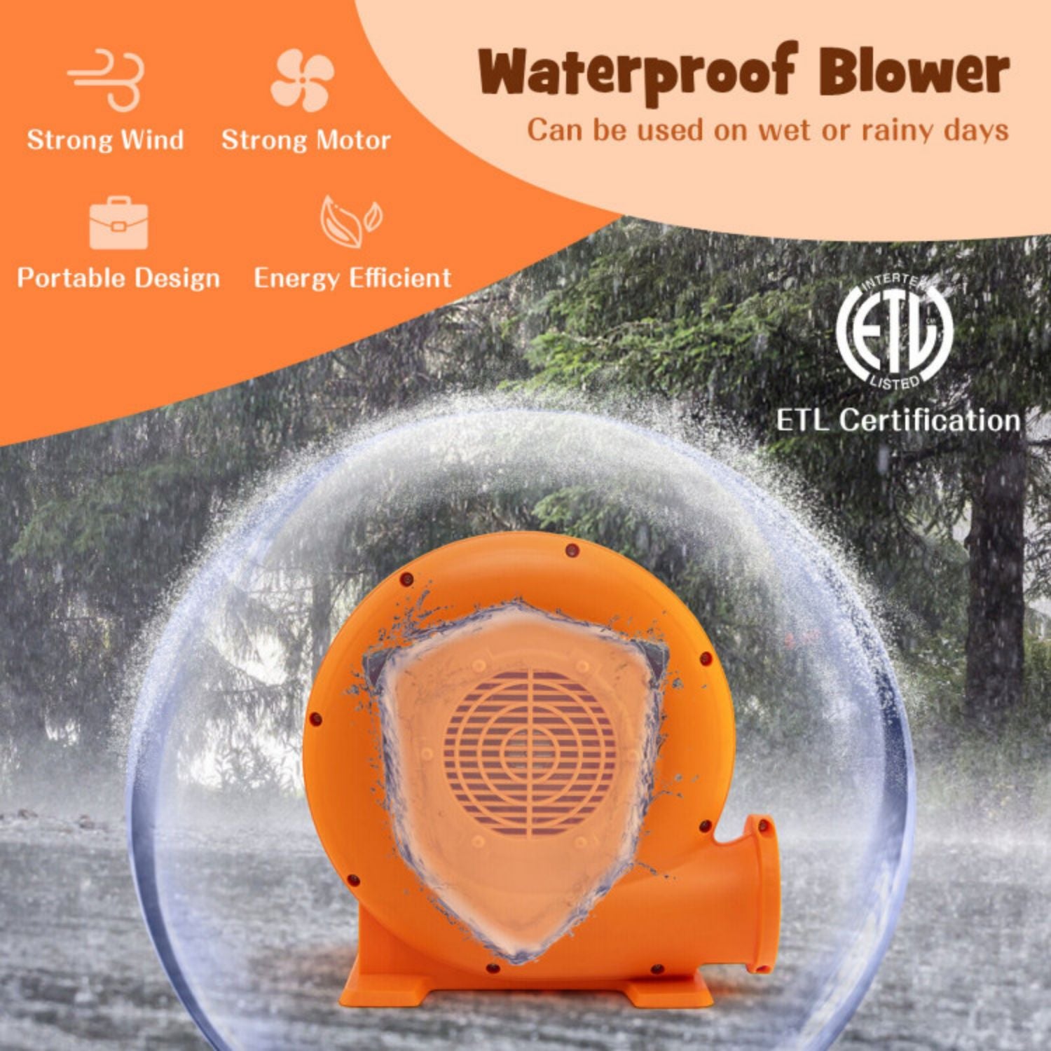 SUGIFT Air Blower for Inflatables with 25 feet Wire and GFCI Plug-0.5HP