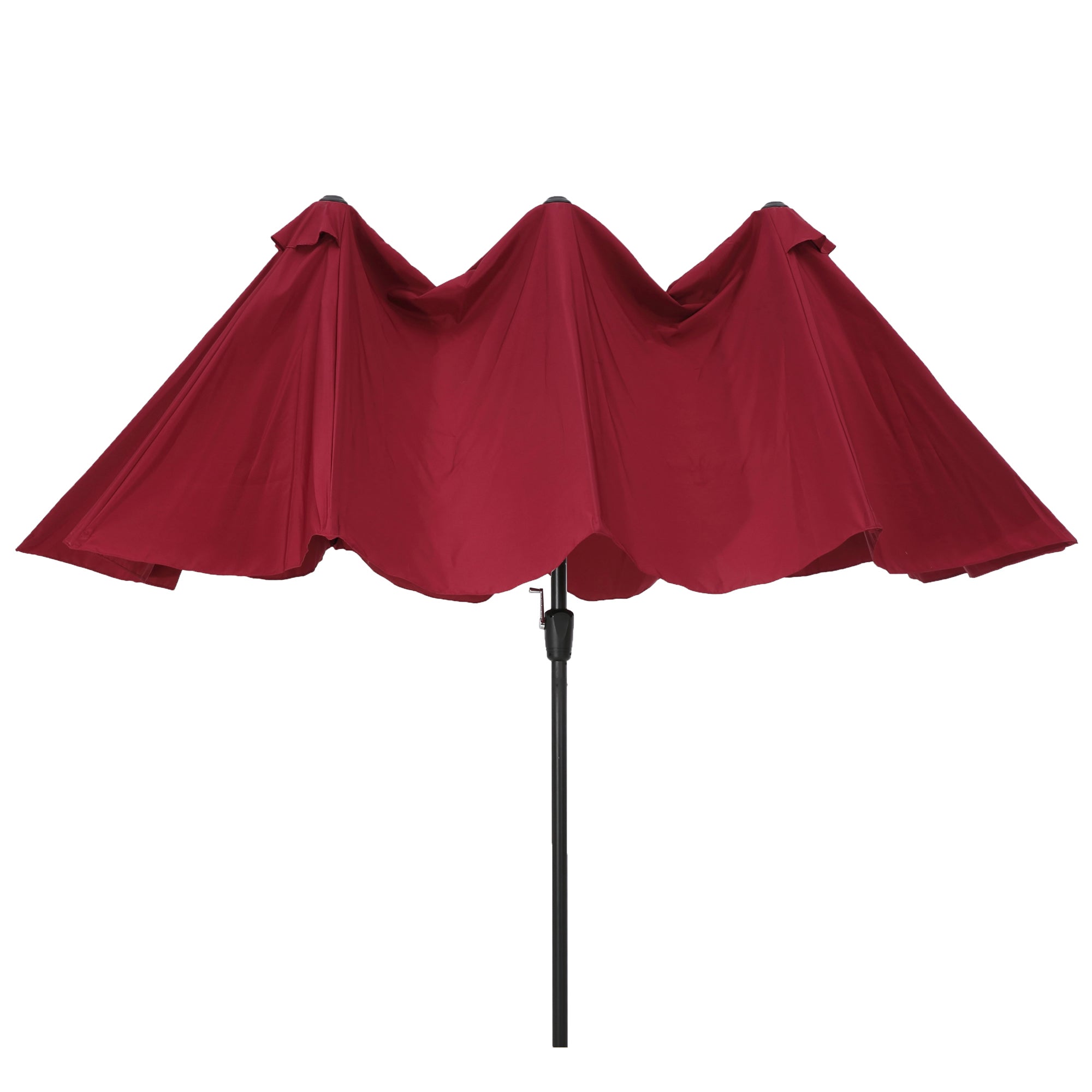 15 FT Double-Sided Rectangular Outdoor Patio Market Umbrella with Crank in Burgundy