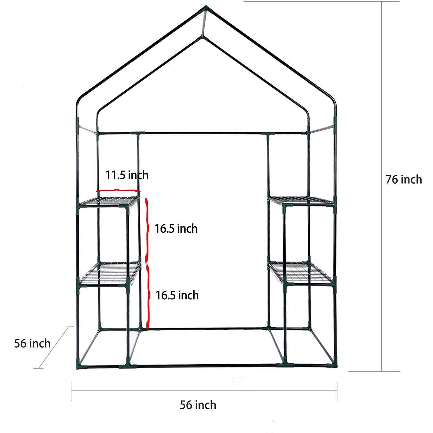 SUGIFT Greenhouse for Walk-in Plant Outdoors with Durable PE Cover, 2 Tiers 8 Shelves,56in W x 56in D x 76in H,Transparent