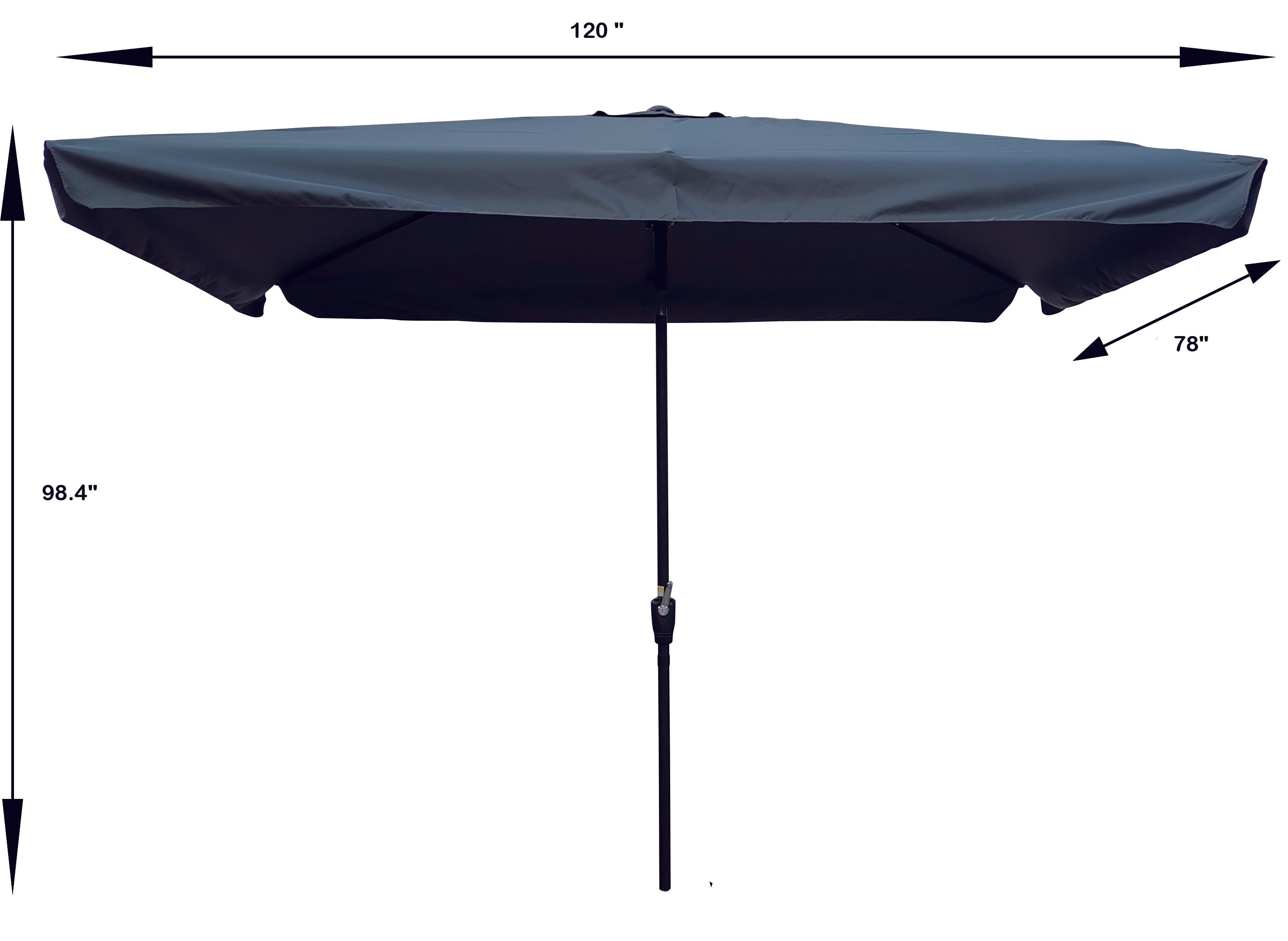 10' x 6.5' Rectangular Outdoor Patio Market Umbrella with Tilt Adjustment and Crank Lift