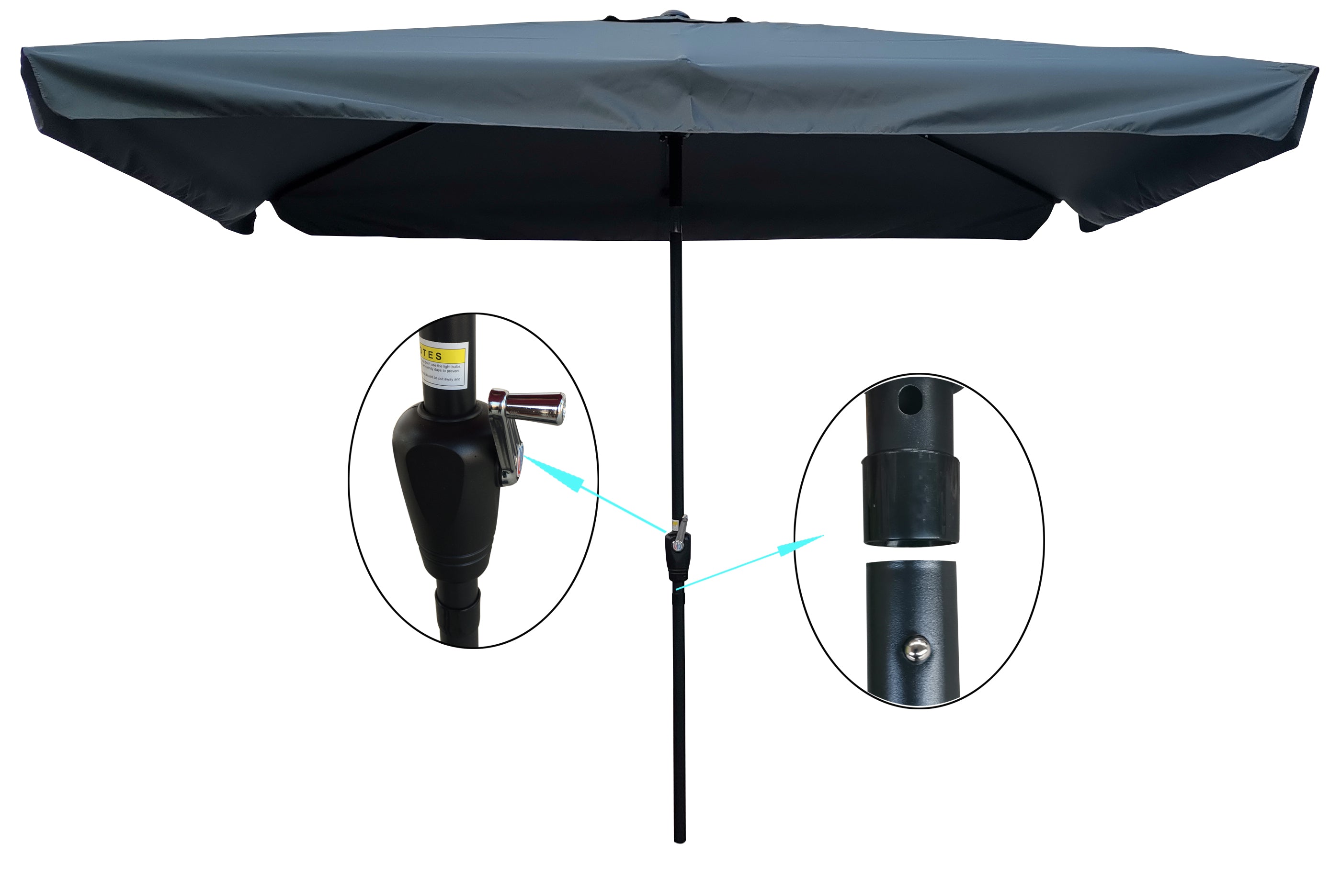 10' x 6.5' Rectangular Outdoor Patio Market Umbrella with Tilt Adjustment and Crank Lift