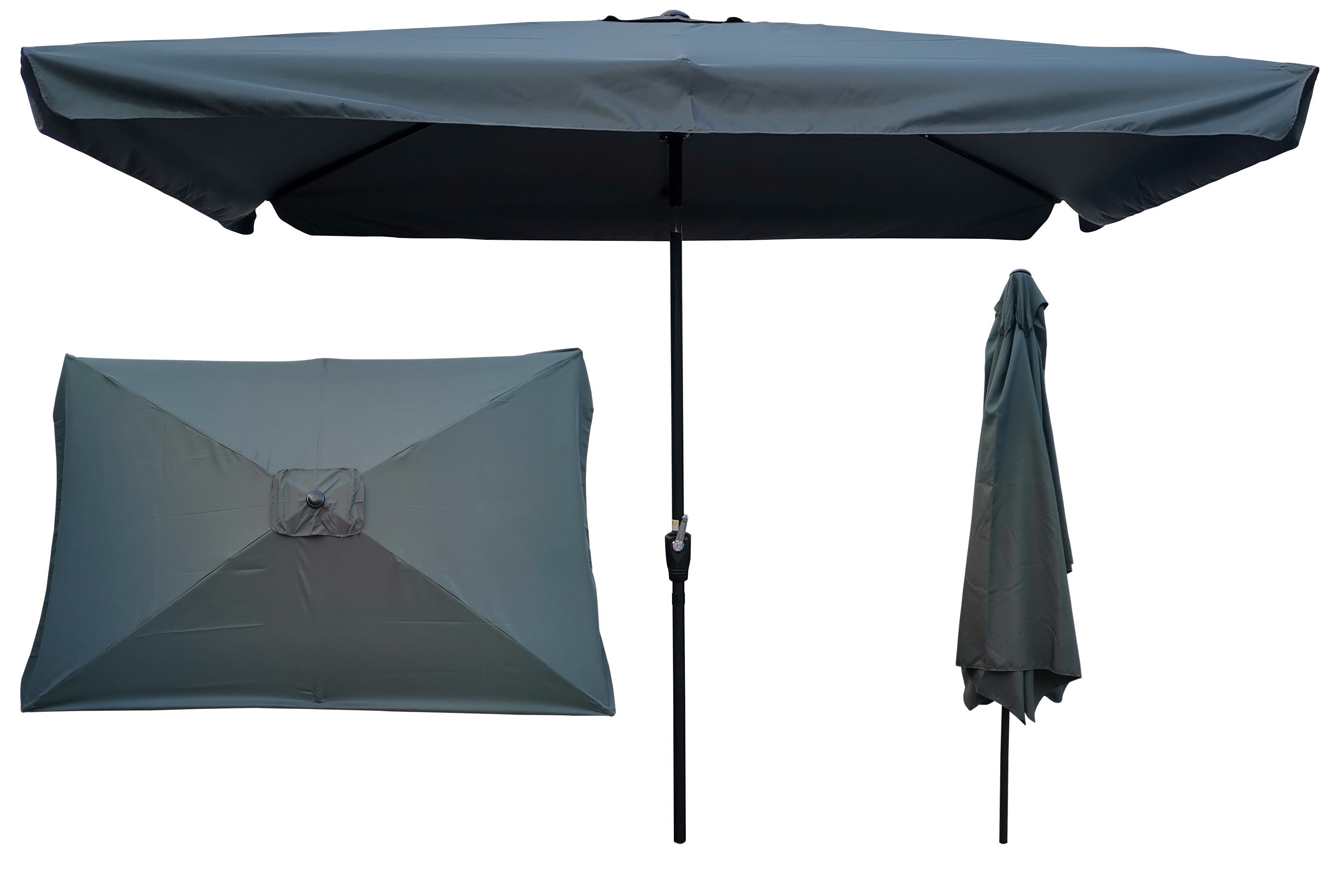 10' x 6.5' Rectangular Outdoor Patio Market Umbrella with Tilt Adjustment and Crank Lift