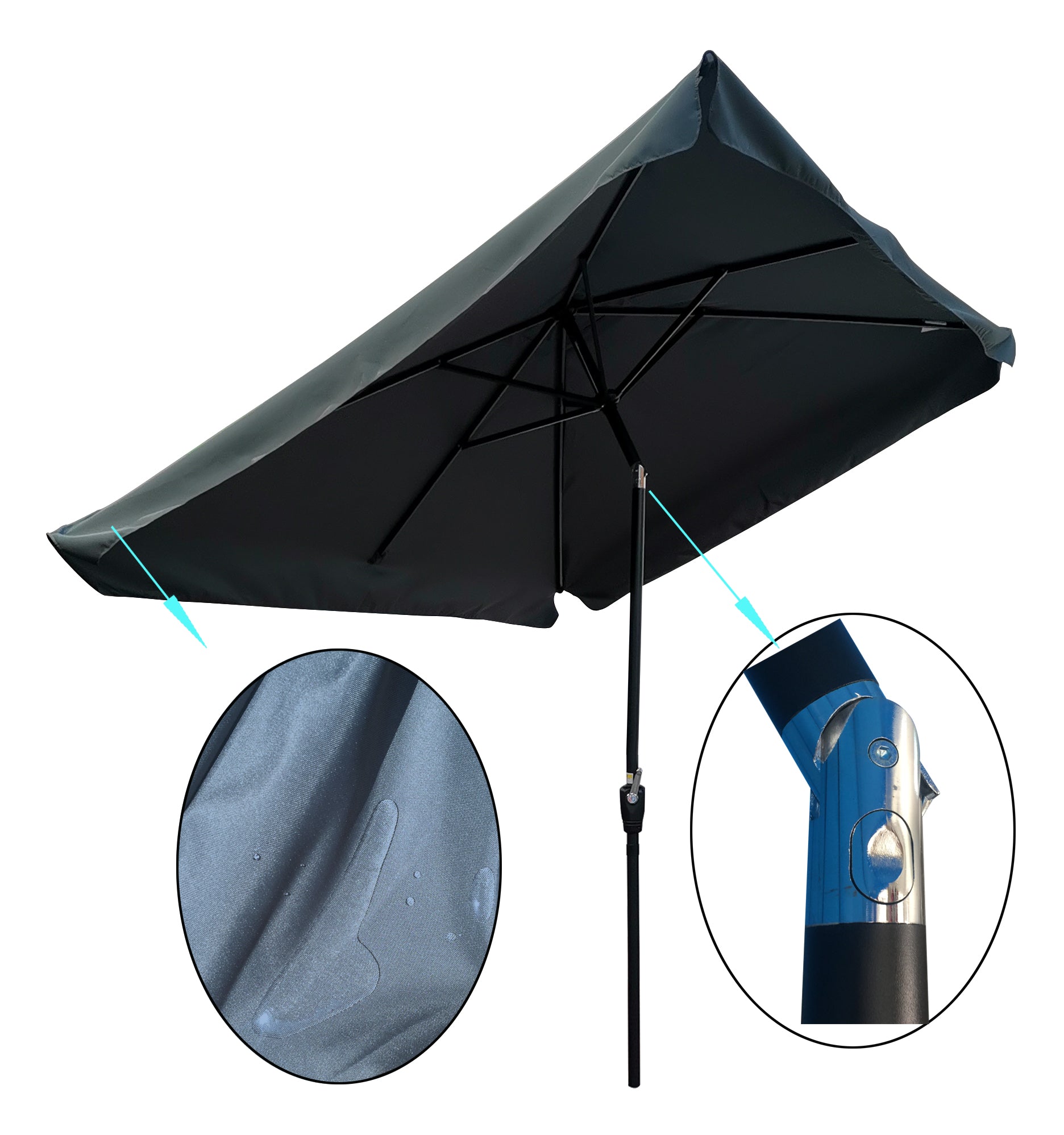 10' x 6.5' Rectangular Outdoor Patio Market Umbrella with Tilt Adjustment and Crank Lift