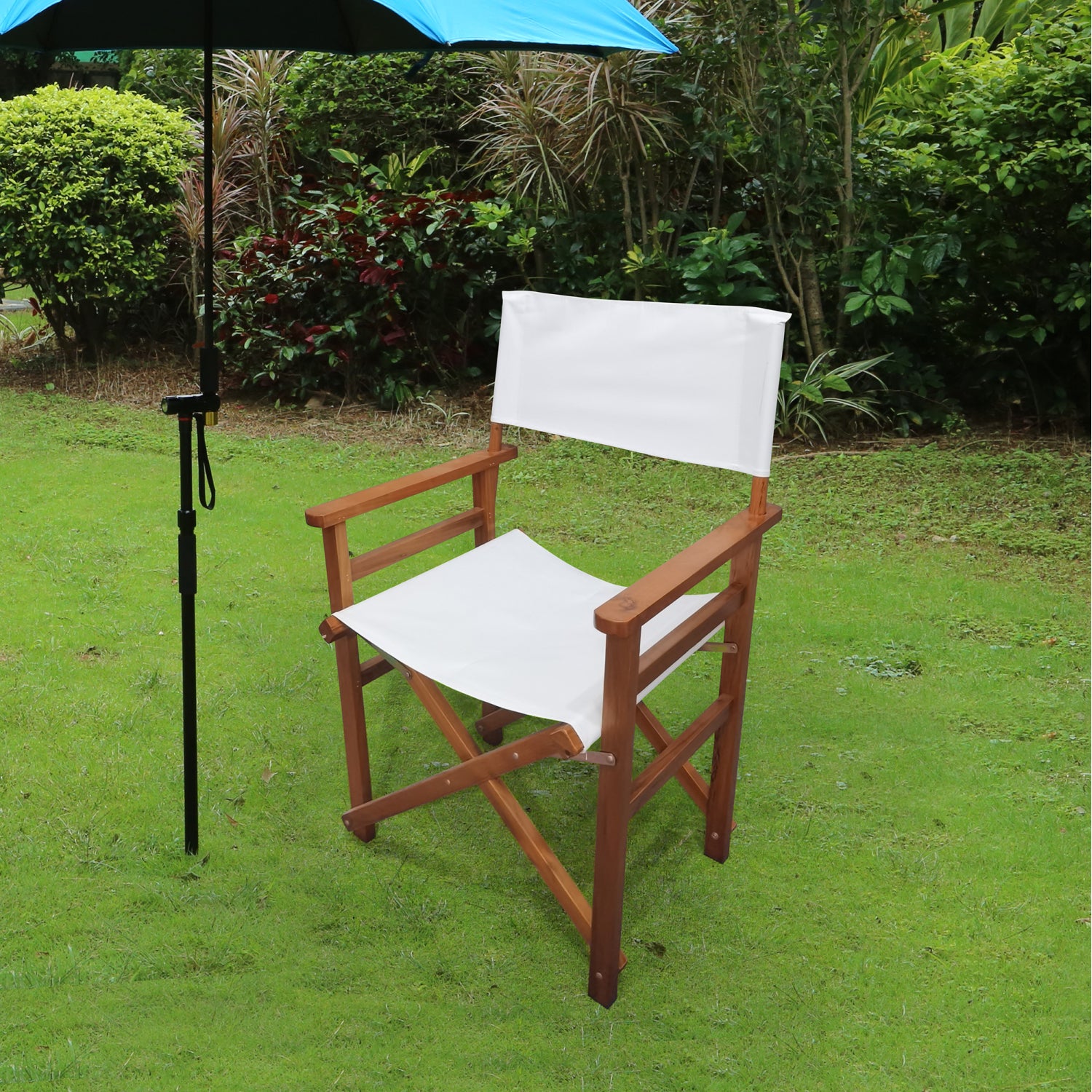 SUGIFT Folding Chair Wooden Director Chair Canvas Folding Chair Folding Chair 2 pcs, White