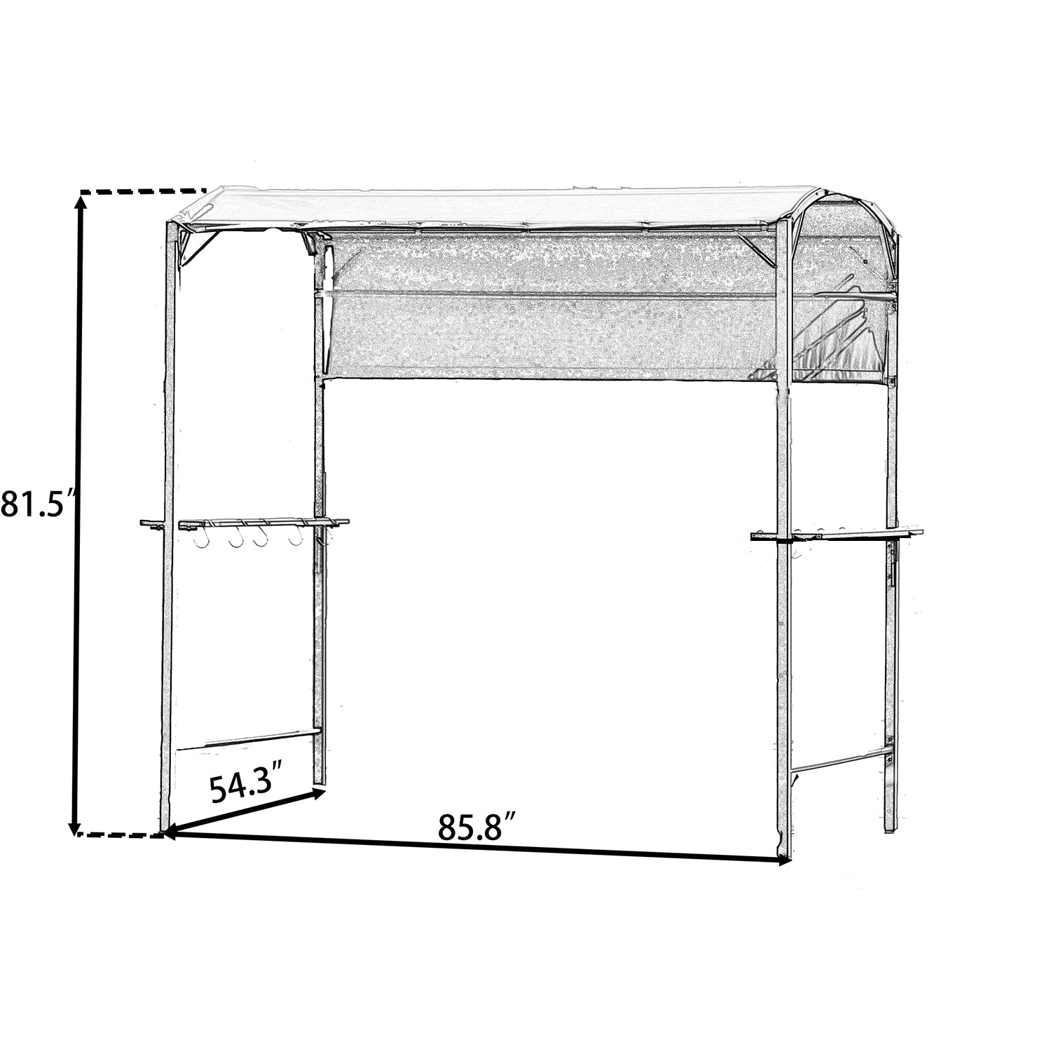 SUGIFT 7 ft Outdoor Grill Gazebo BBQ Canopy with Side Awning in Gray