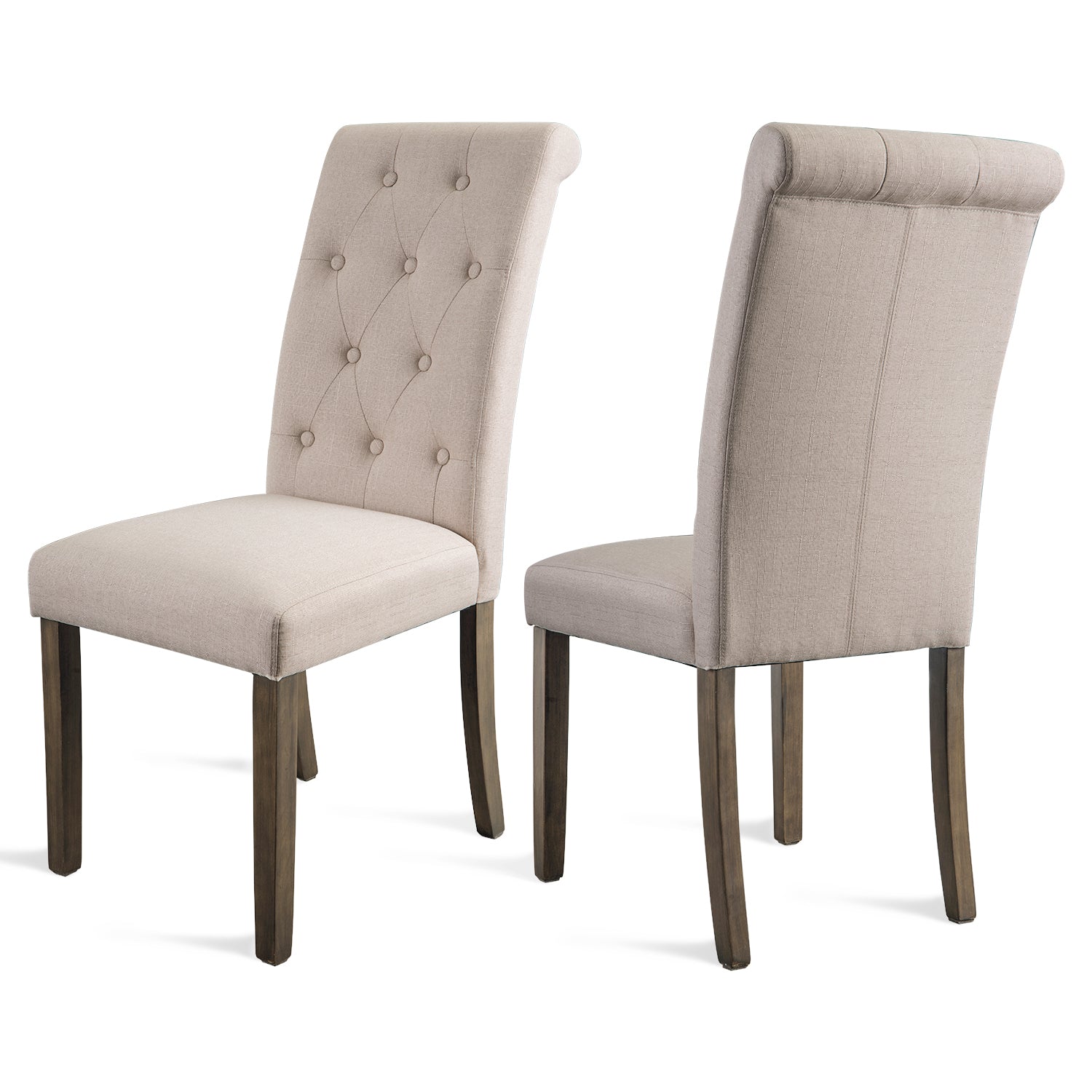 SUGIFT Set of 2 Button-Tufted Dining Chair Upholstered Armless Side Chai-Beige