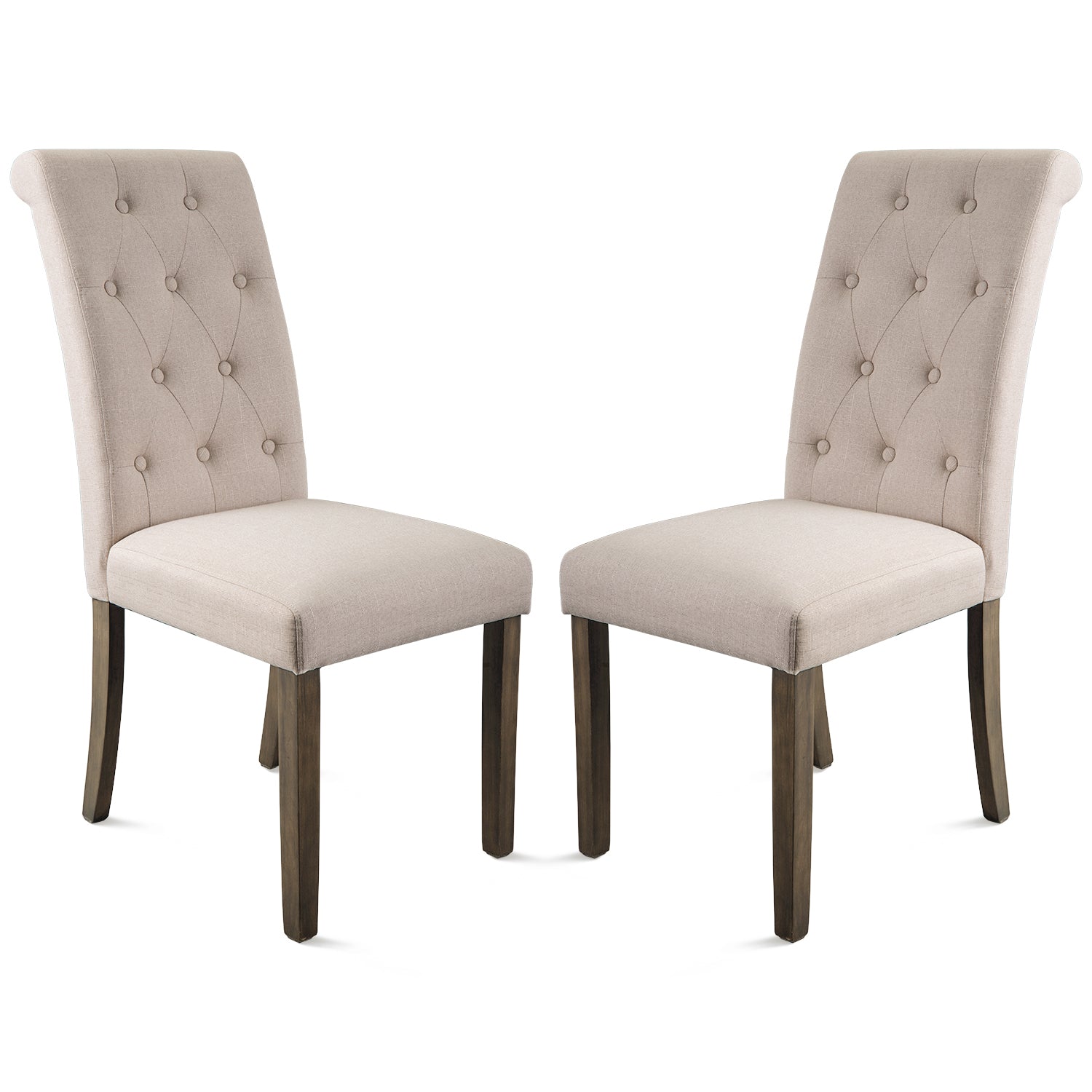 SUGIFT Set of 2 Button-Tufted Dining Chair Upholstered Armless Side Chai-Beige