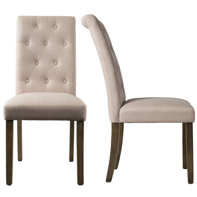 SUGIFT Set of 2 Button-Tufted Dining Chair Upholstered Armless Side Chai-Beige