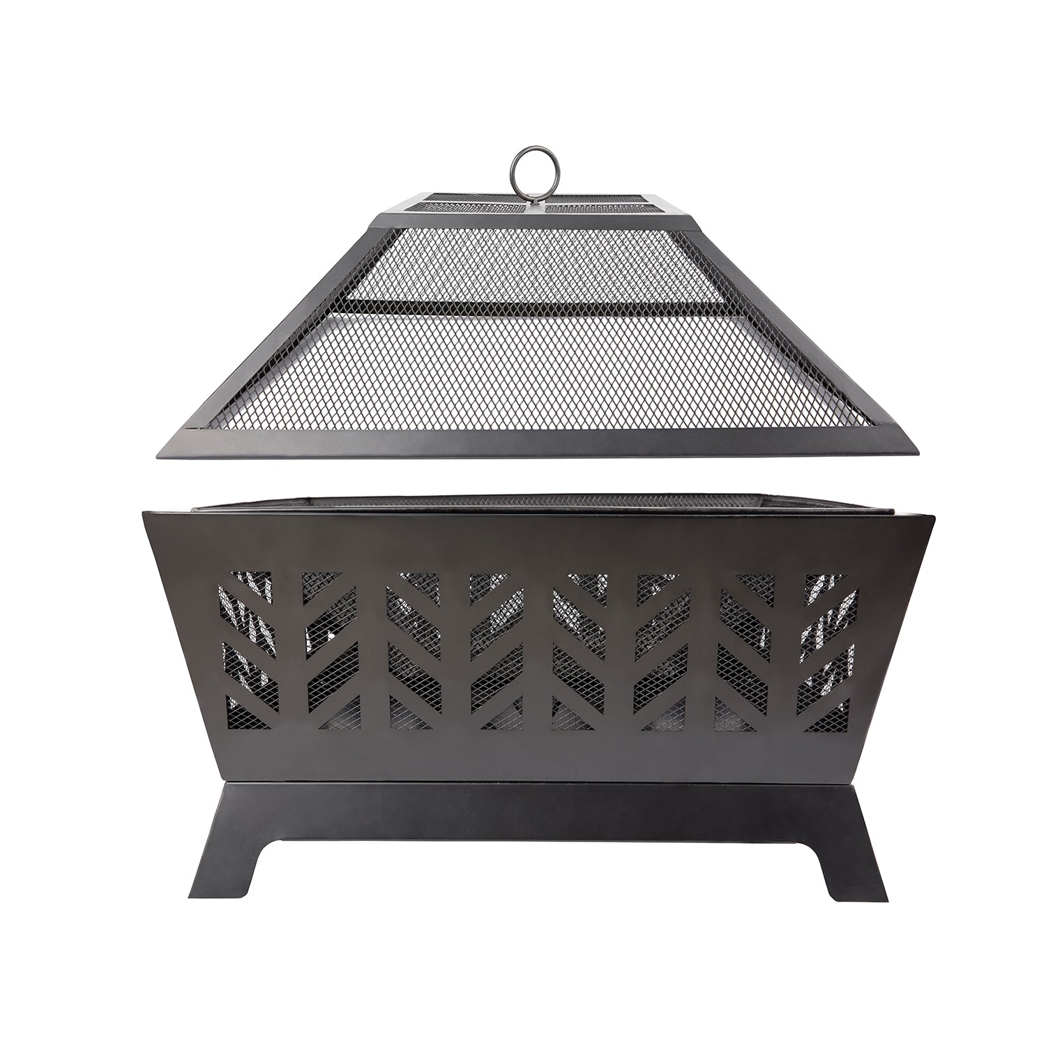 26 in. Metal Deep Bowl Fire Pit in Black