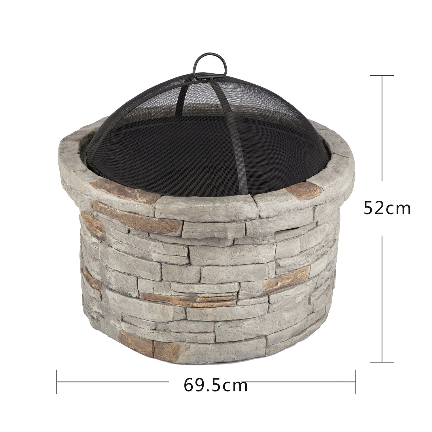 27 in. Round x 20 in. High Stone Propane Fire Pit Table with Barbecue Rack