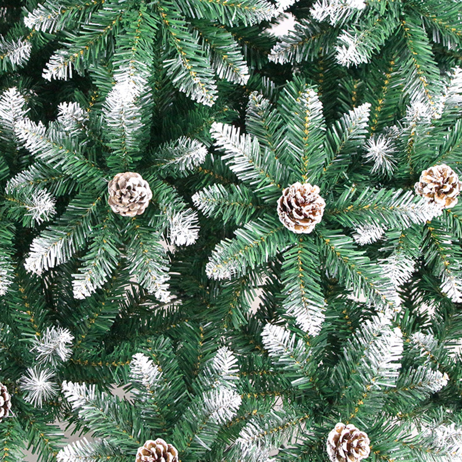 SUGIFT 7FT Hinged Artificial Fir Christmas Tree with Pine Cones, Spraying White, 1,200 Tips