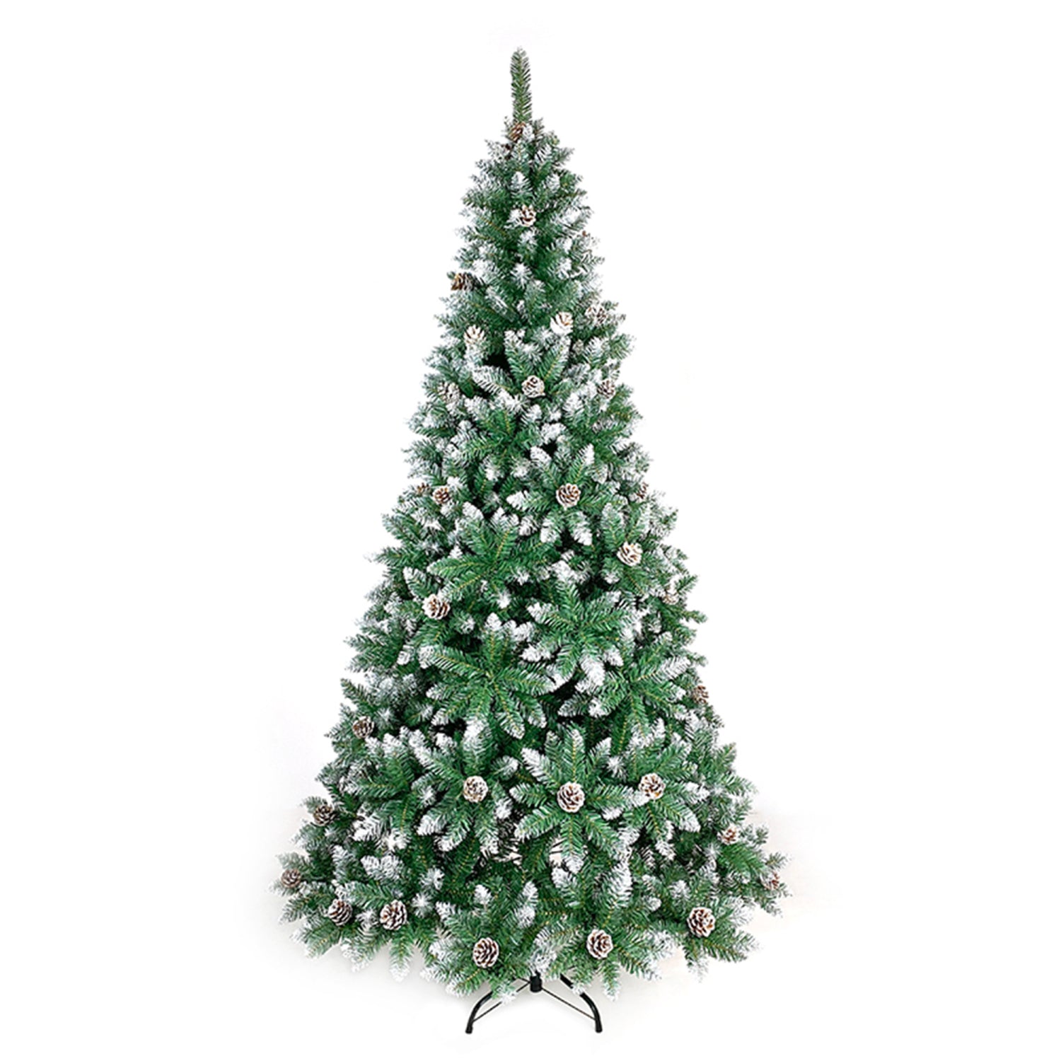 SUGIFT 7FT Hinged Artificial Fir Christmas Tree with Pine Cones, Spraying White, 1,200 Tips