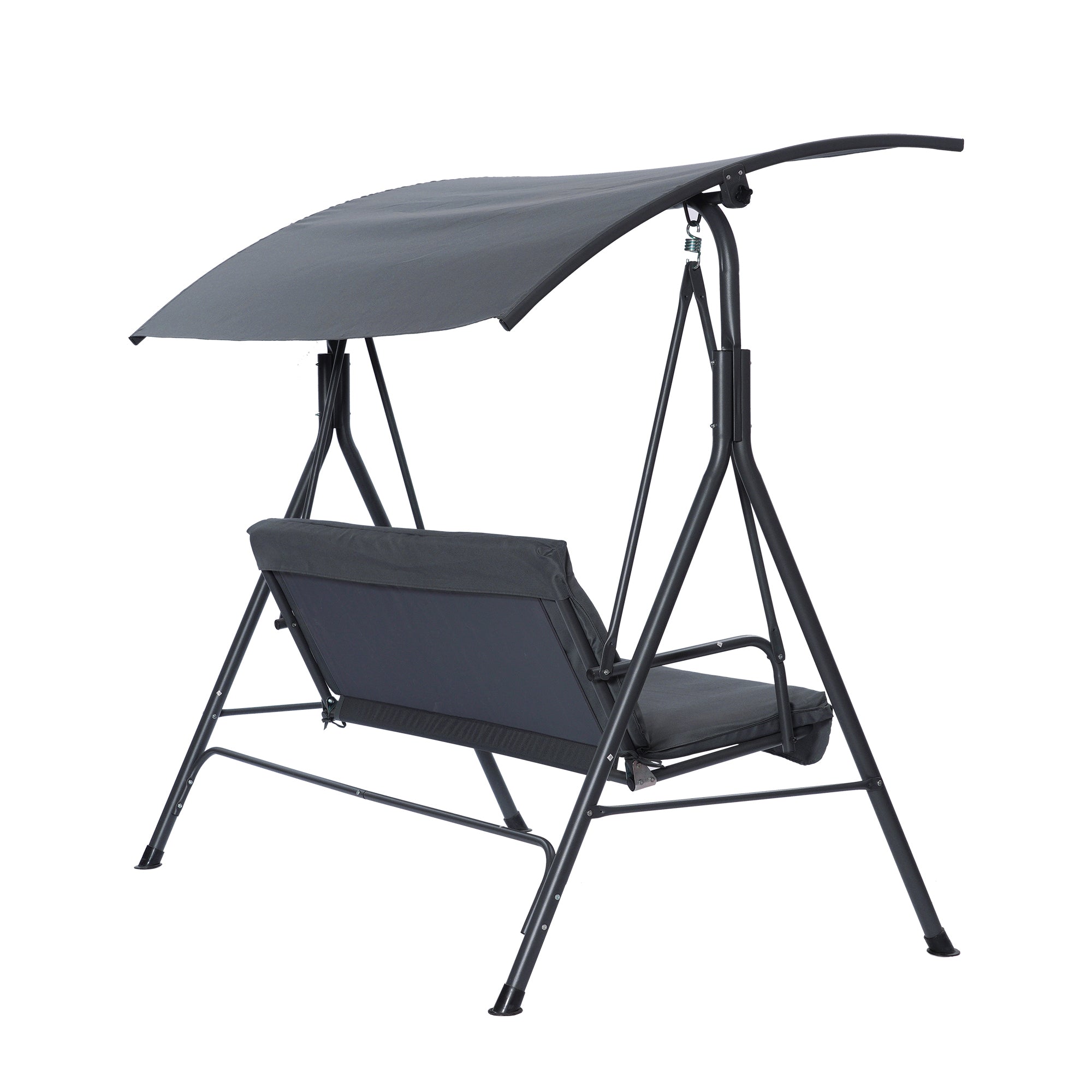 SUGIFT Patio 3 Seats Canopy Swing Glider Porch Swing with Stand-Gray