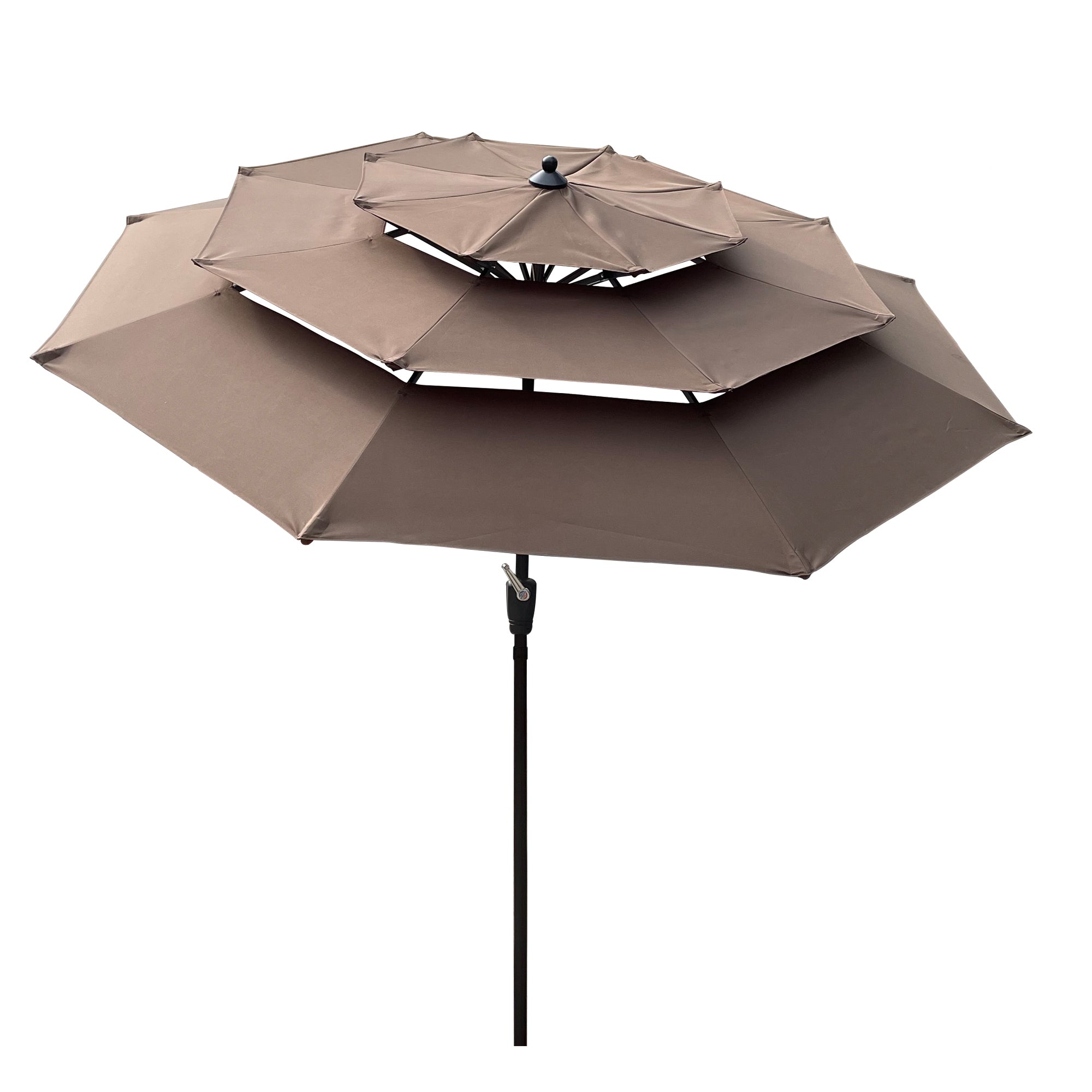 SUGIFT Double Vented 3-Tier Patio Market Table Umbrella-Brown