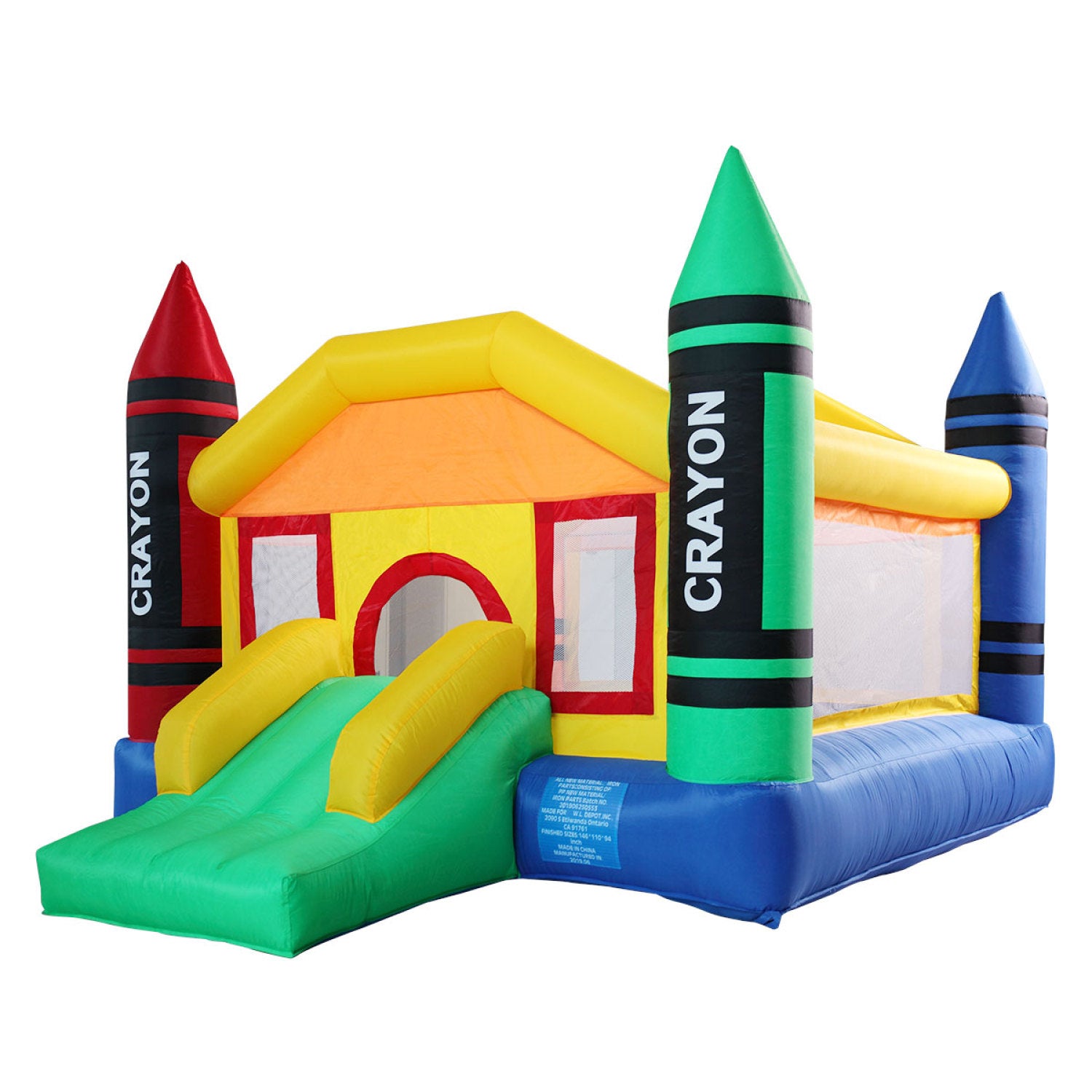 SUGIFT Crayon Inflatable Bounce House with Slide and Jump Game,Kid Activity Center,Party