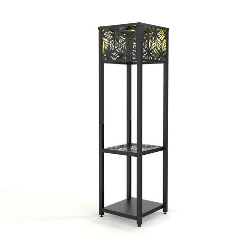 29.5 in. Outdoor Solar Metal Flower Stand with Hollow Lamp