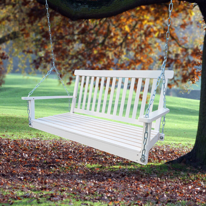 SUGIFT Wood Patio Porch Swing-White