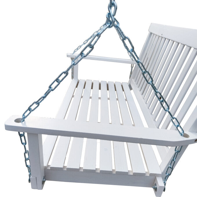 SUGIFT Wood Patio Porch Swing-White