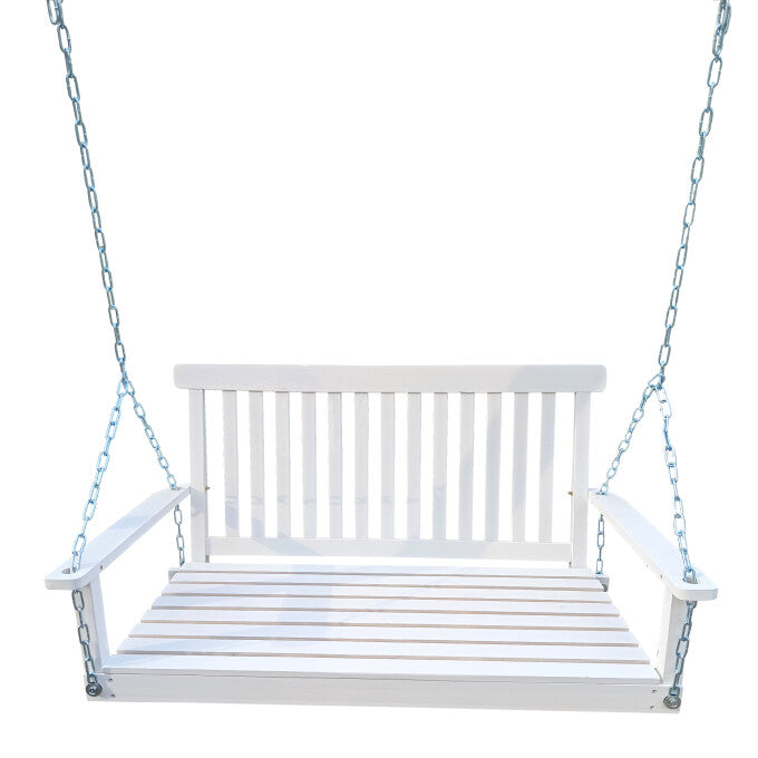 SUGIFT Wood Patio Porch Swing-White