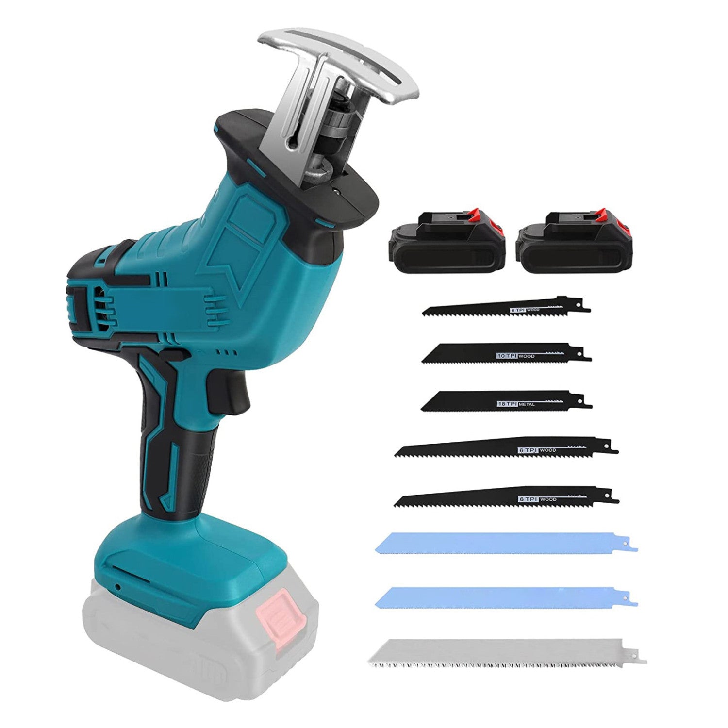 SUGIFT Reciprocating Saw 20V 2.0Ah Cordless Battery Powered, 8 Saw Baldes 2800SPM Variable Speed Electric Reciprocating Saw