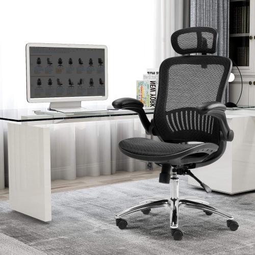 SUGIFT Office Chair - Ergonomic Mesh Chair Computer Chair Home Executive Desk Chair Comfortable Reclining Swivel Chair High Back with Wheels and Adjustable Headrest for Teens/Adults (Black)